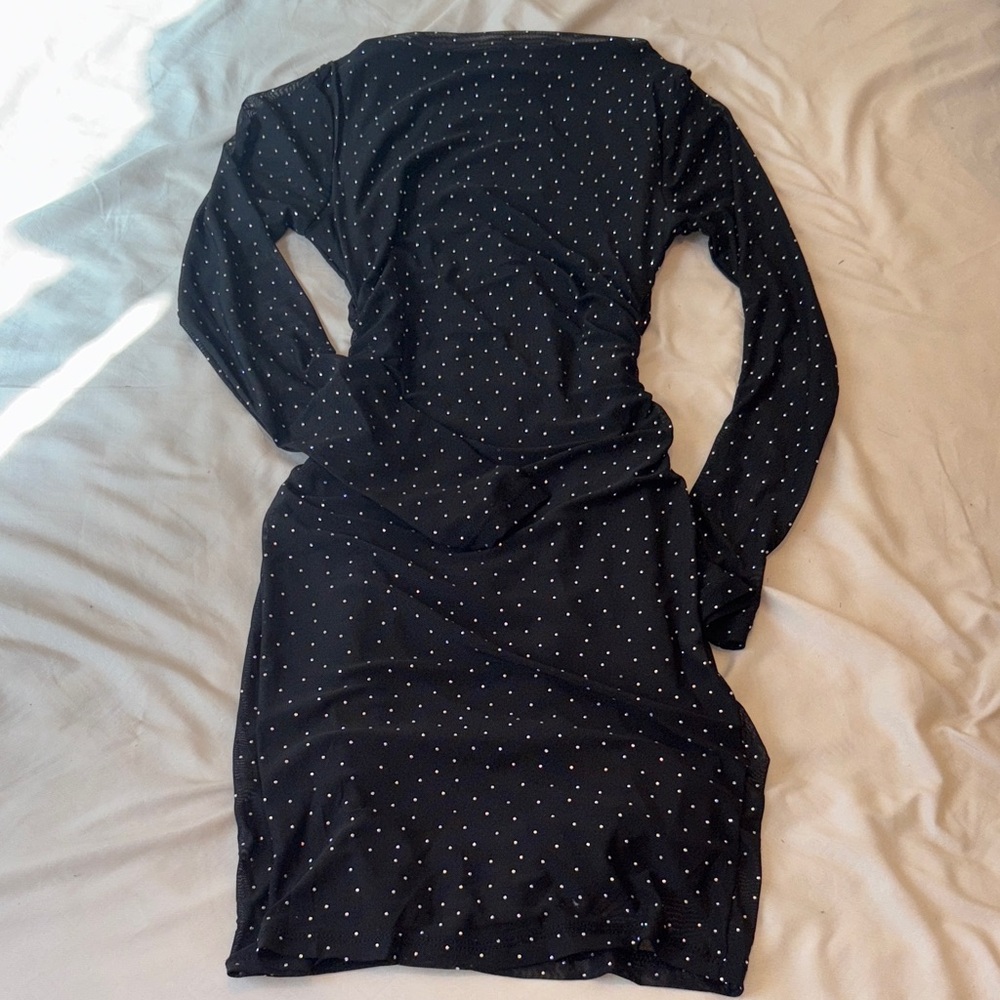 Fashion Nova Black with Sequins Midi Dress